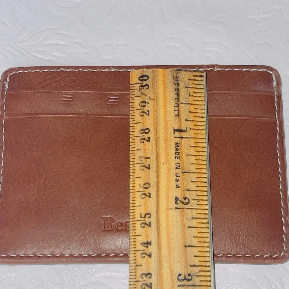 Bespoke Mens Card Holder Slim Wallet OS Brown Faux Leather Contrast Stitch